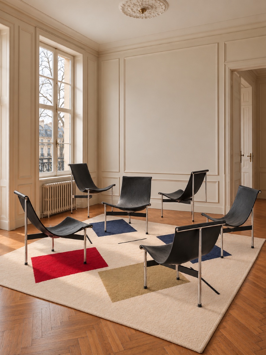 ENSEMBLE DE 6 MODÈLE 3LC T CHAIR PAR WILLIAM KATAVOLOS POUR LAVERNE INTERNATIONAL, 1952