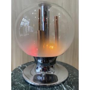 Glass And Chrome Desk Lamp By Selenova, Italy, 1970