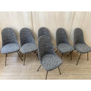 Set Of 6 Italian Chairs - Lenzi Nello - 1950