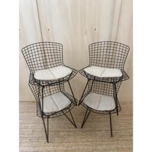 4 Harry Bertoia Chairs - Knoll - Black Rilsan