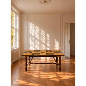 Table de salle à manger Rotin teinté, Bambou et céramique - AUDOUX & MINET