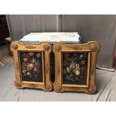 Pair Of Floral Paintings 19th