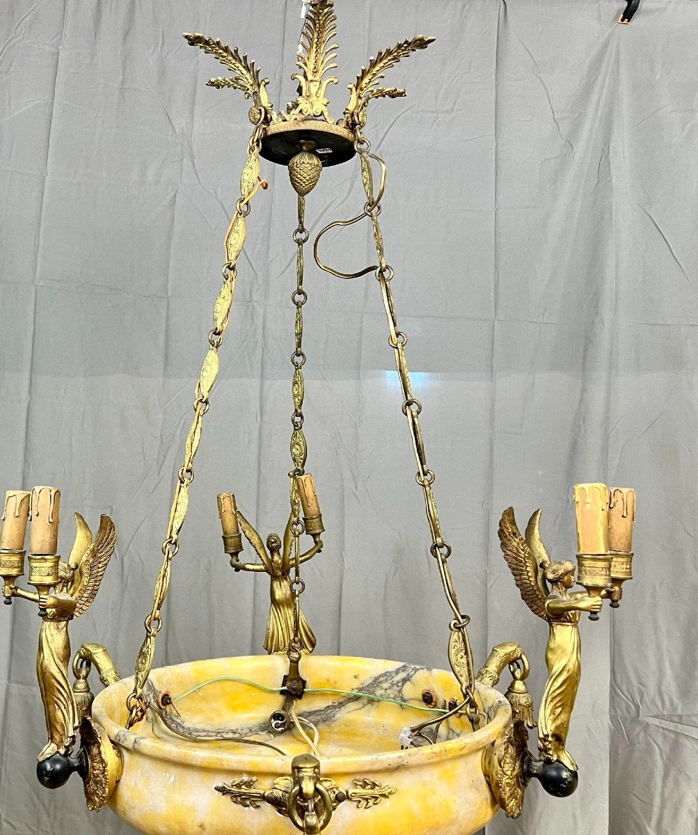 Lustre en Albâtre de Style Empire-photo-1