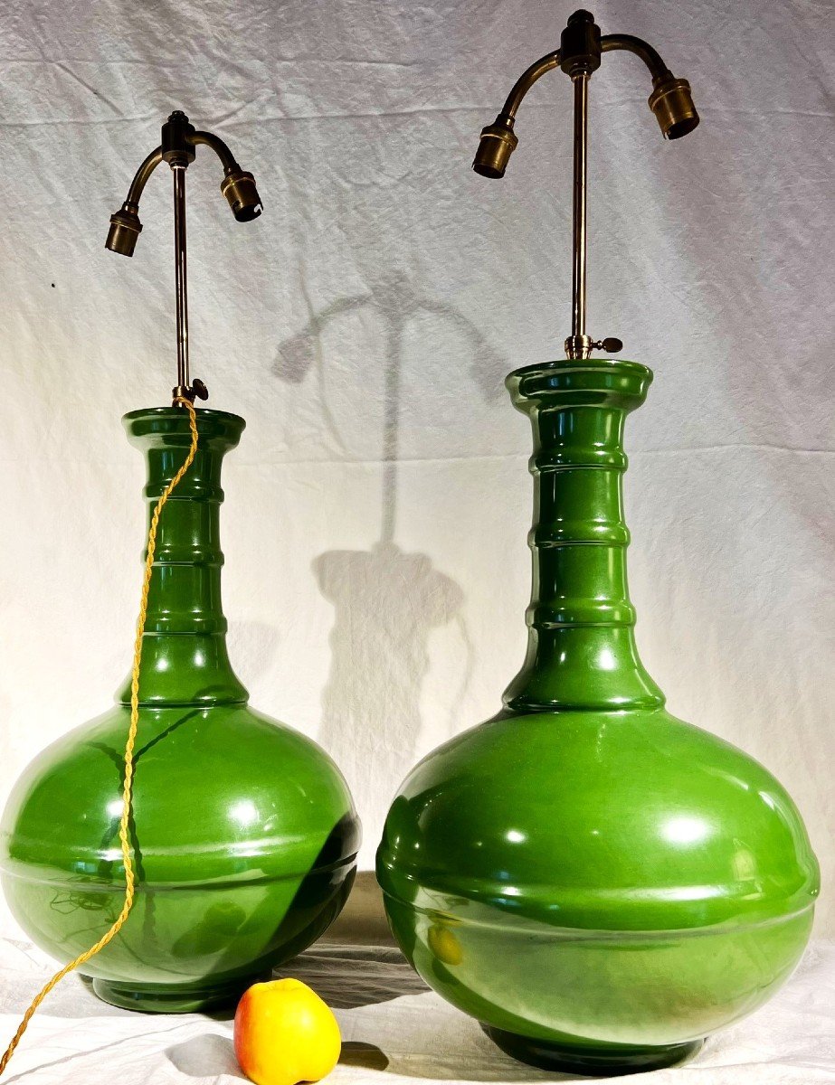 Pair Of Large Gourd-shaped Lamps