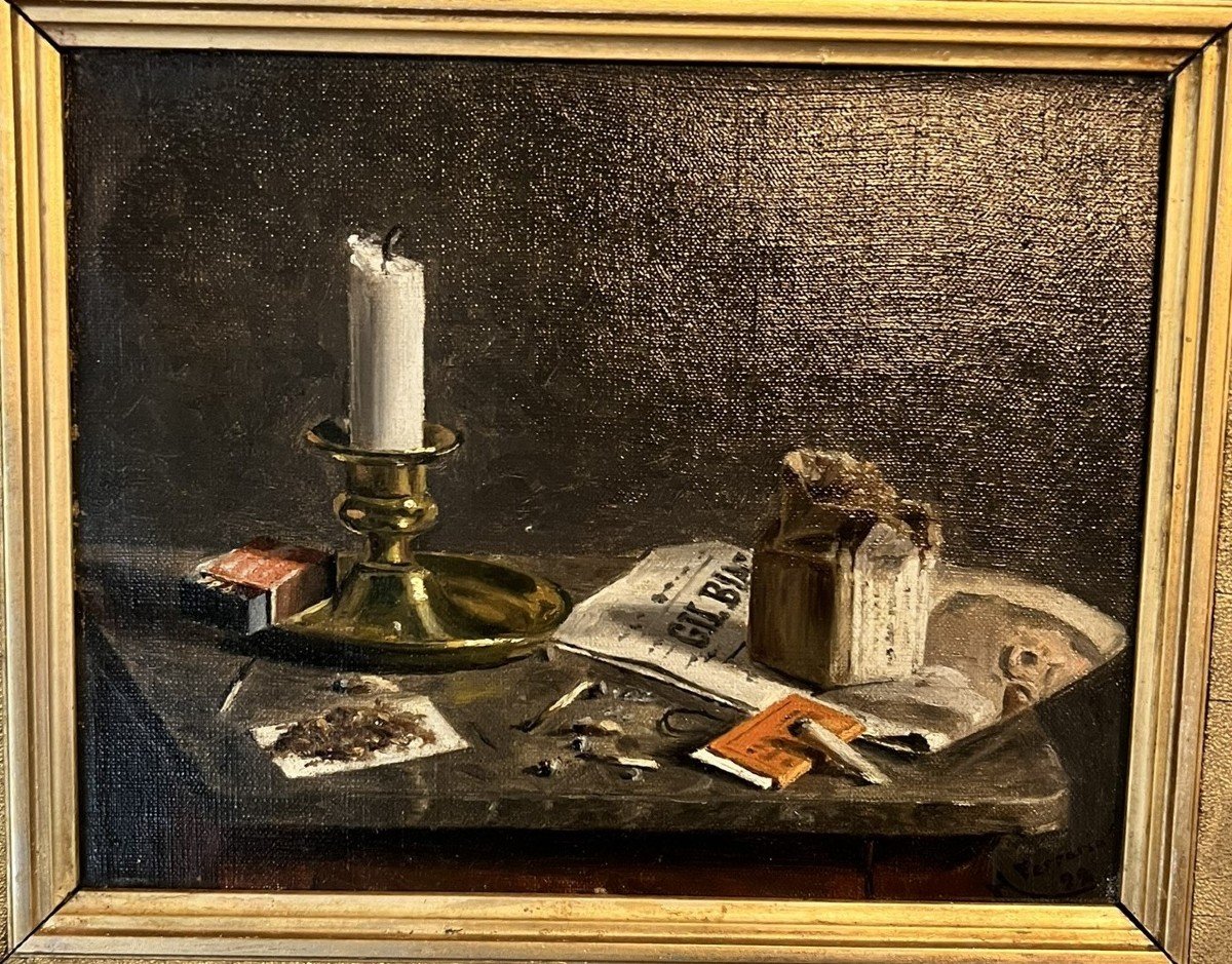 Still Life Painting With Cigarettes And Newspaper-photo-2