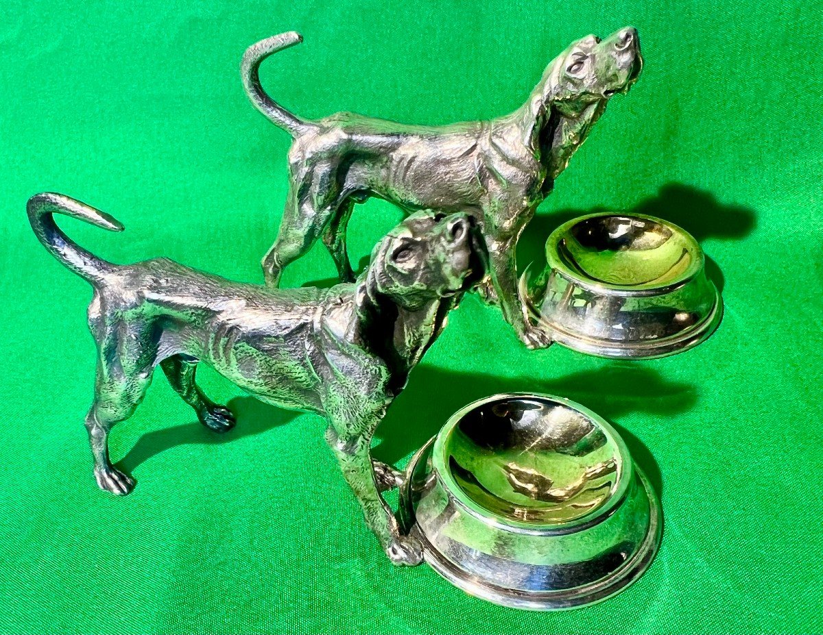 Pair Of Salt Cellars In Silver Metal-photo-1
