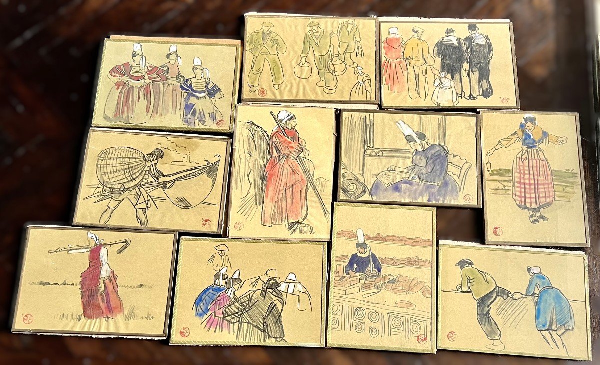 11  Drawings. Breton School Early 20th Century