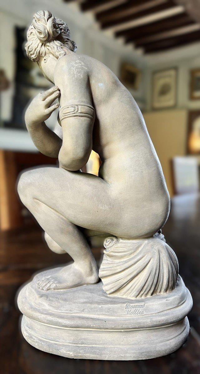 Jeune Femme Nue Assise. Sculpture En Terre Cuite-photo-3