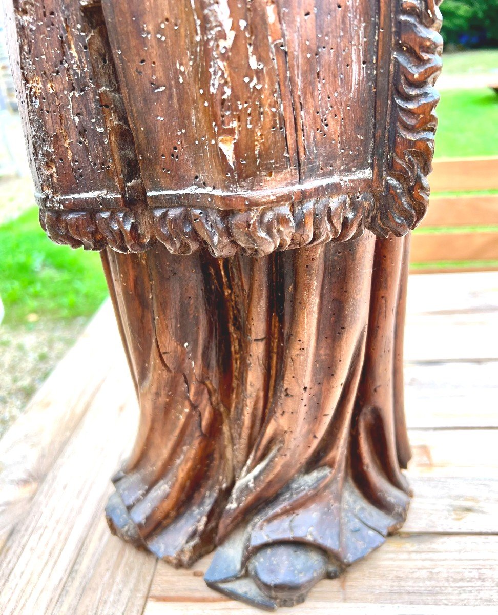 Saint Deacon In Carved Wood 18th Century-photo-2
