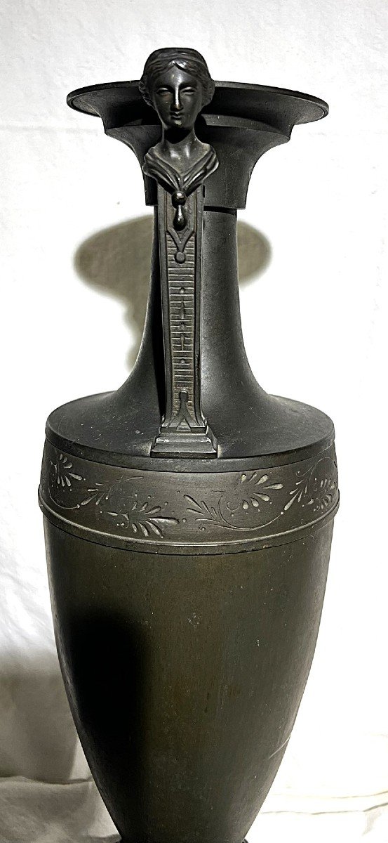 Paire De Vases En Bronze Et Tôle Fin XIXème Siècle-photo-2