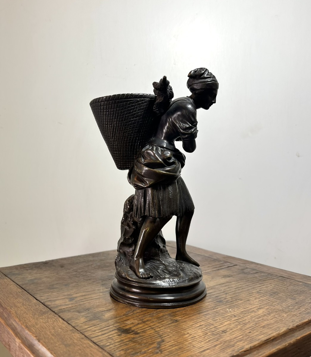 Pair Of Bronze Sculptures – "departure For Fishing"-photo-2