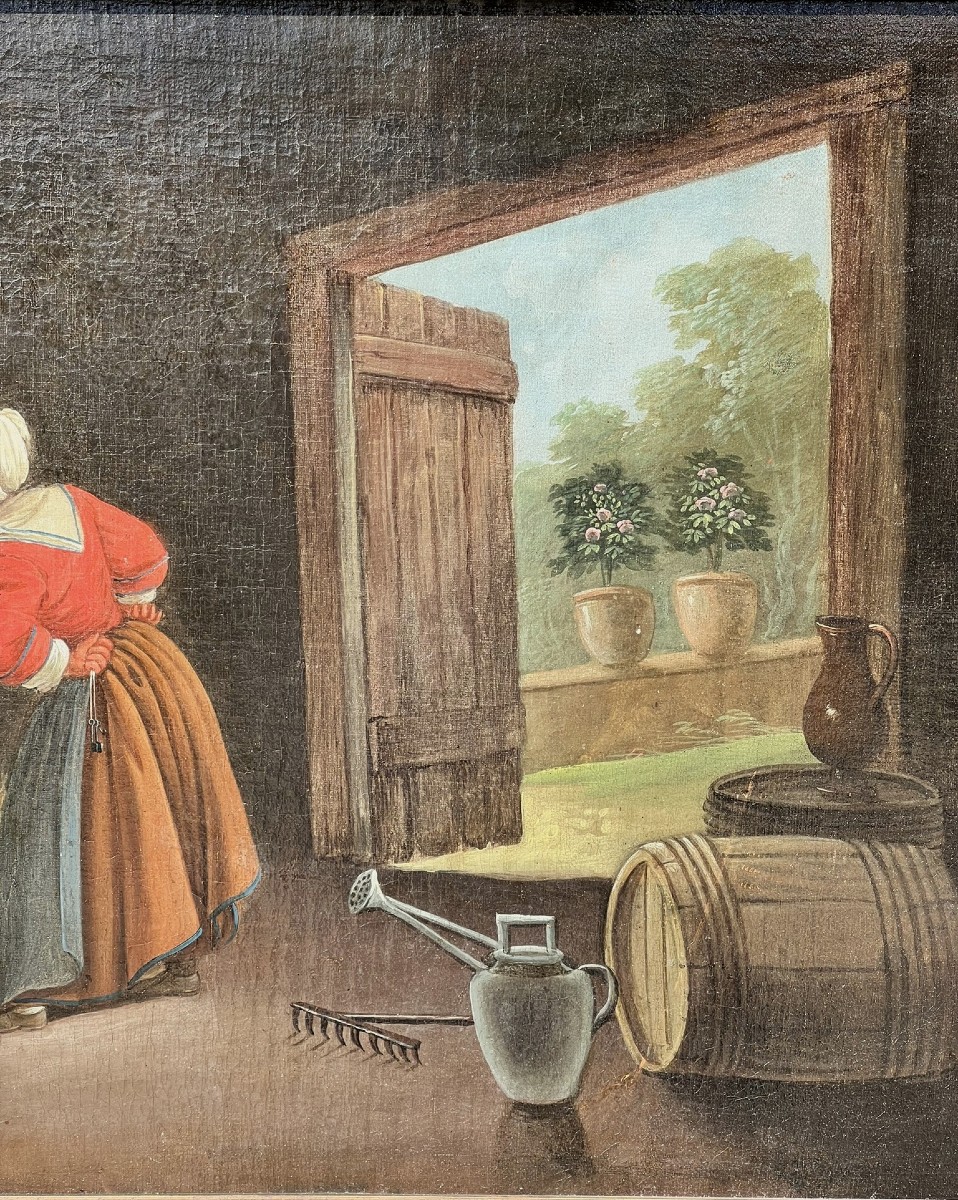 18th Century Oil On Canvas Depicting "the Maternal Sermon"-photo-4