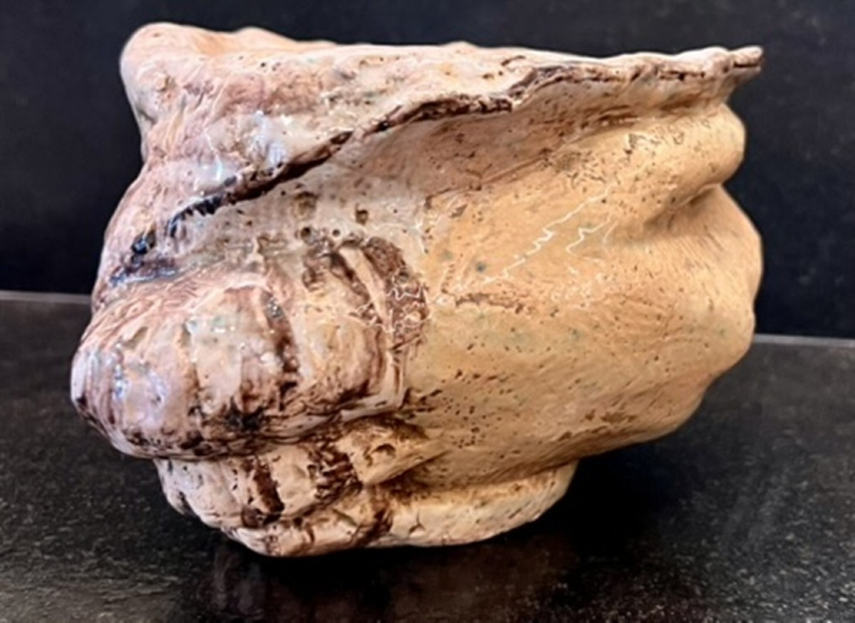 Sculptural Bowl With Hands In Glazed Ceramic Signed Cazaux ( Edouard Cazaux 1889-1974)-photo-4