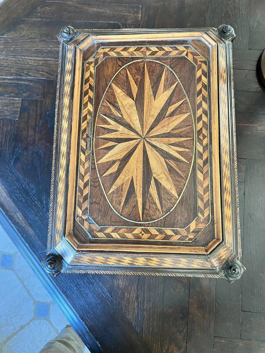 Important coffret en marqueterie de bois précieux,  époque Napoléon III vers 1880-photo-2