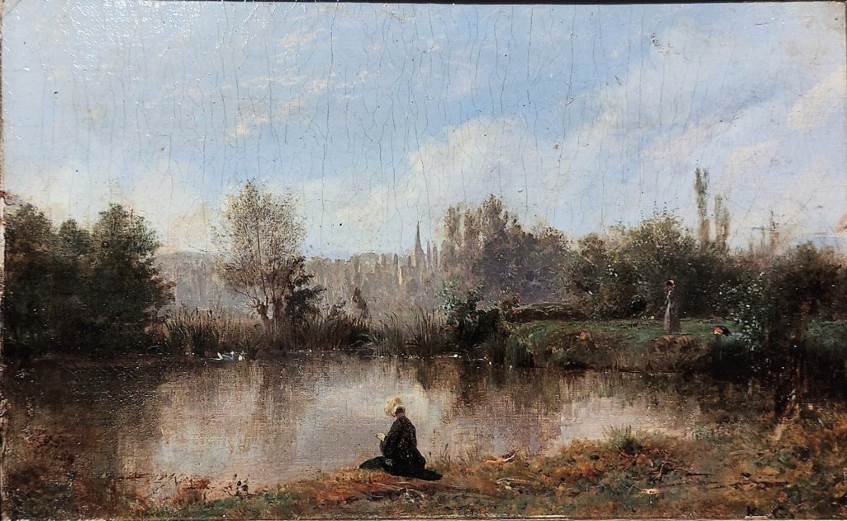  Femmes Près d'Un étang, Girardet Karl-photo-4
