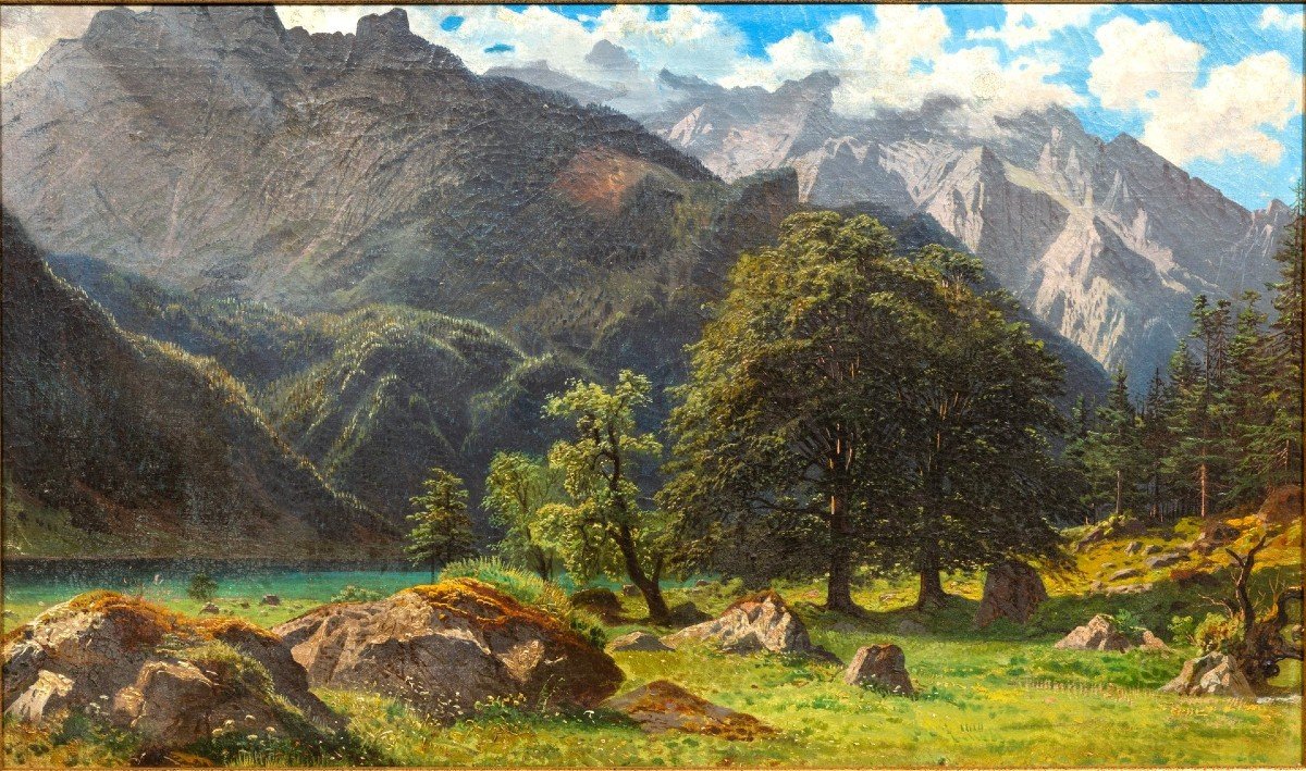 Obersee Par François Roffiaen (1820-1898) Huile Sur Toile-photo-3