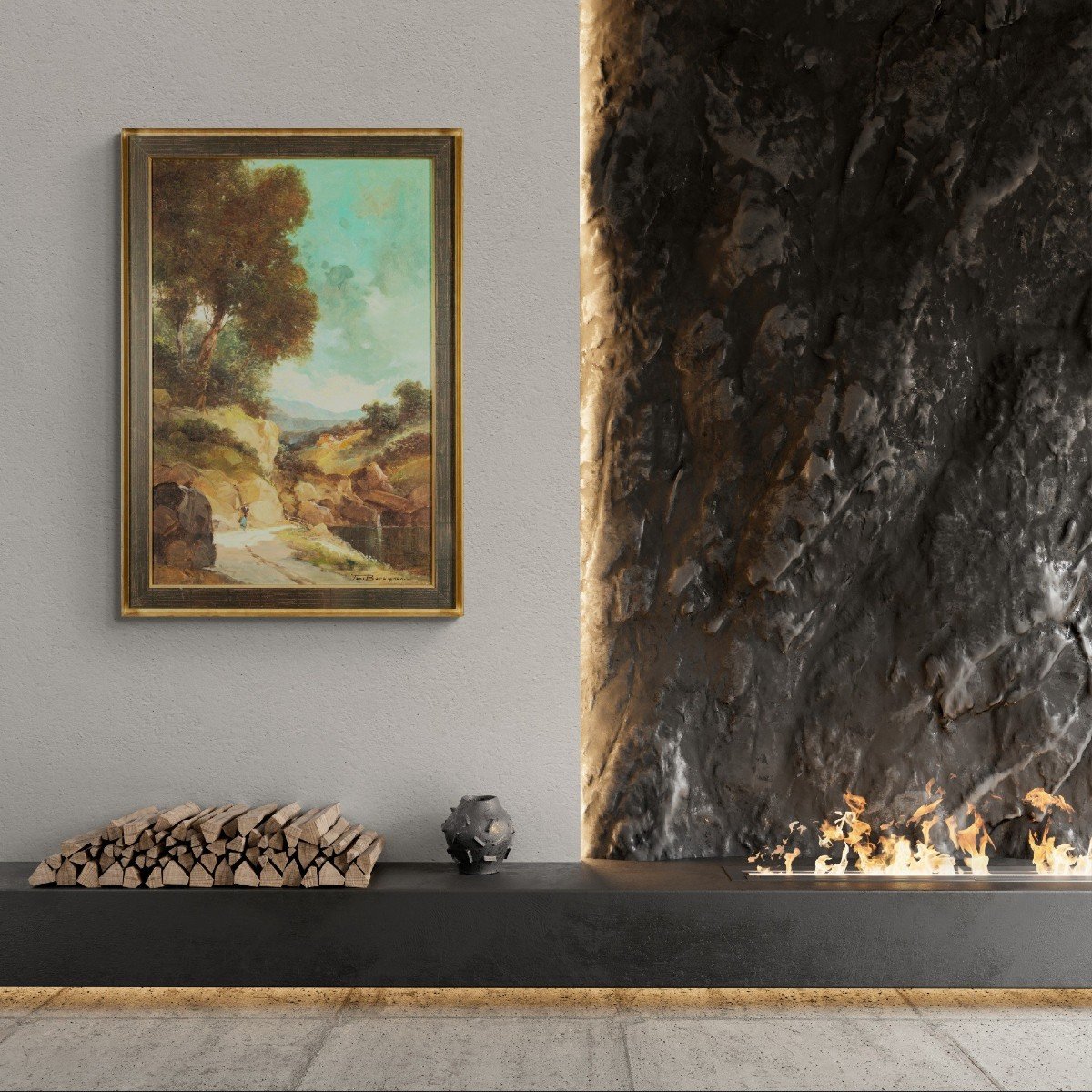 Capriccio Landscape Painting By Toni Bordignon (1921-), Old Master Style-photo-4