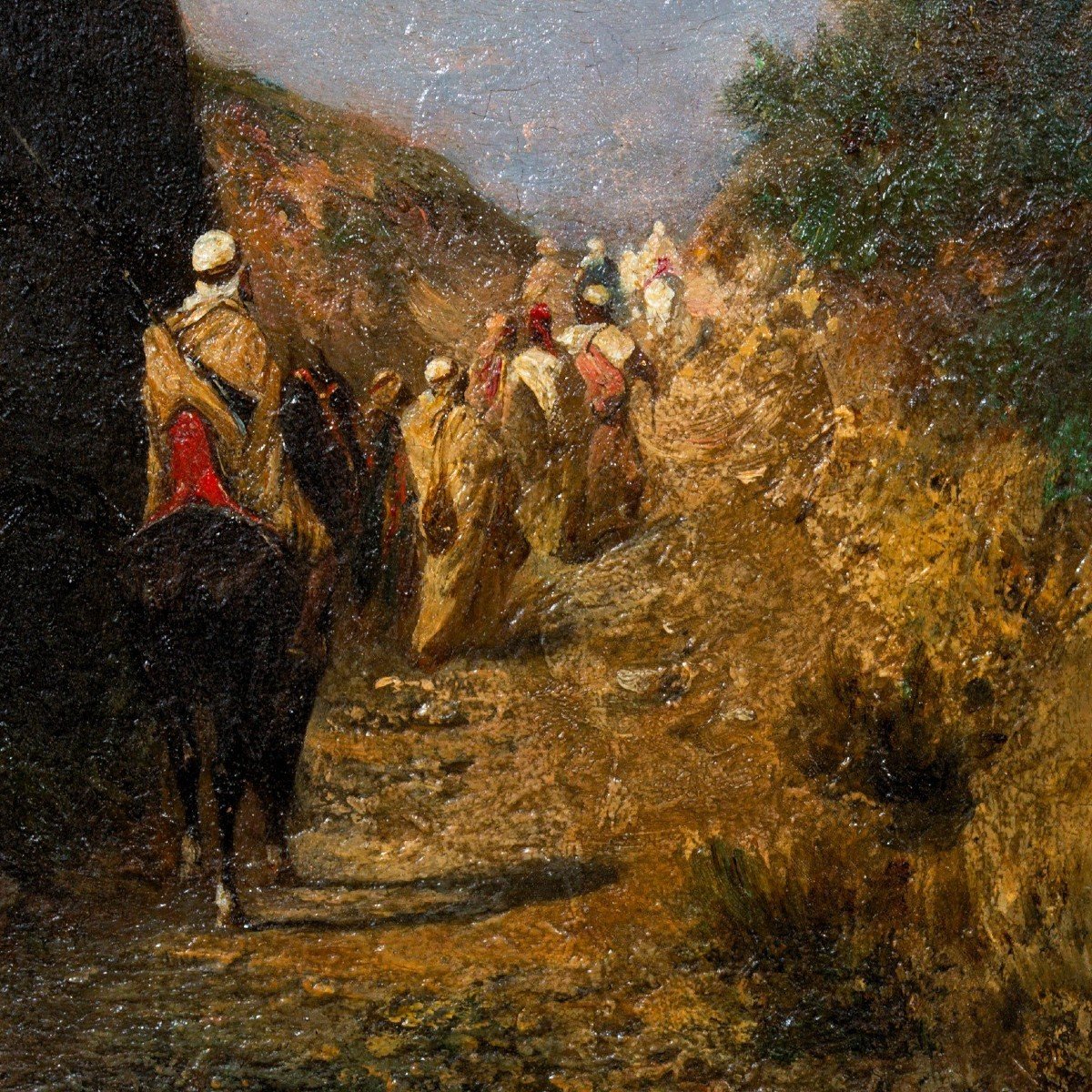 Horsemen And Bedouins Walking On A Path Near A Cliff, By Honoré Boze-photo-4