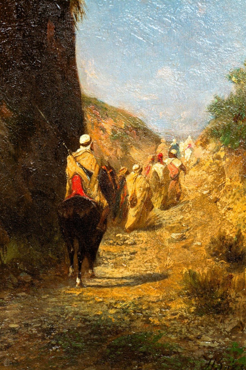 Horsemen And Bedouins Walking On A Path Near A Cliff, By Honoré Boze-photo-6