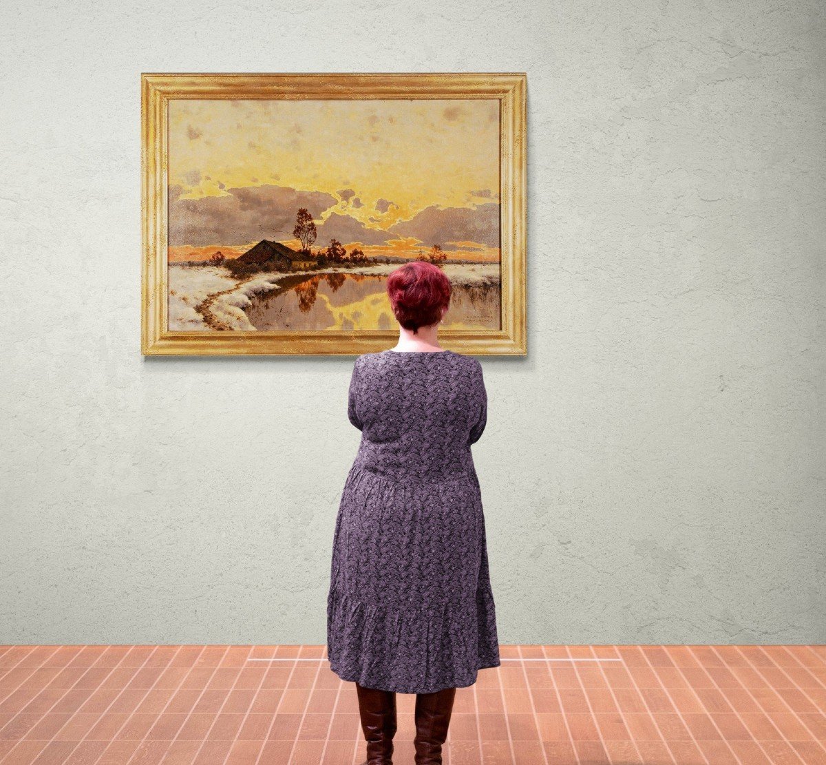 Winter Landscape, Oil On Canvas By Carl Schaette-photo-8