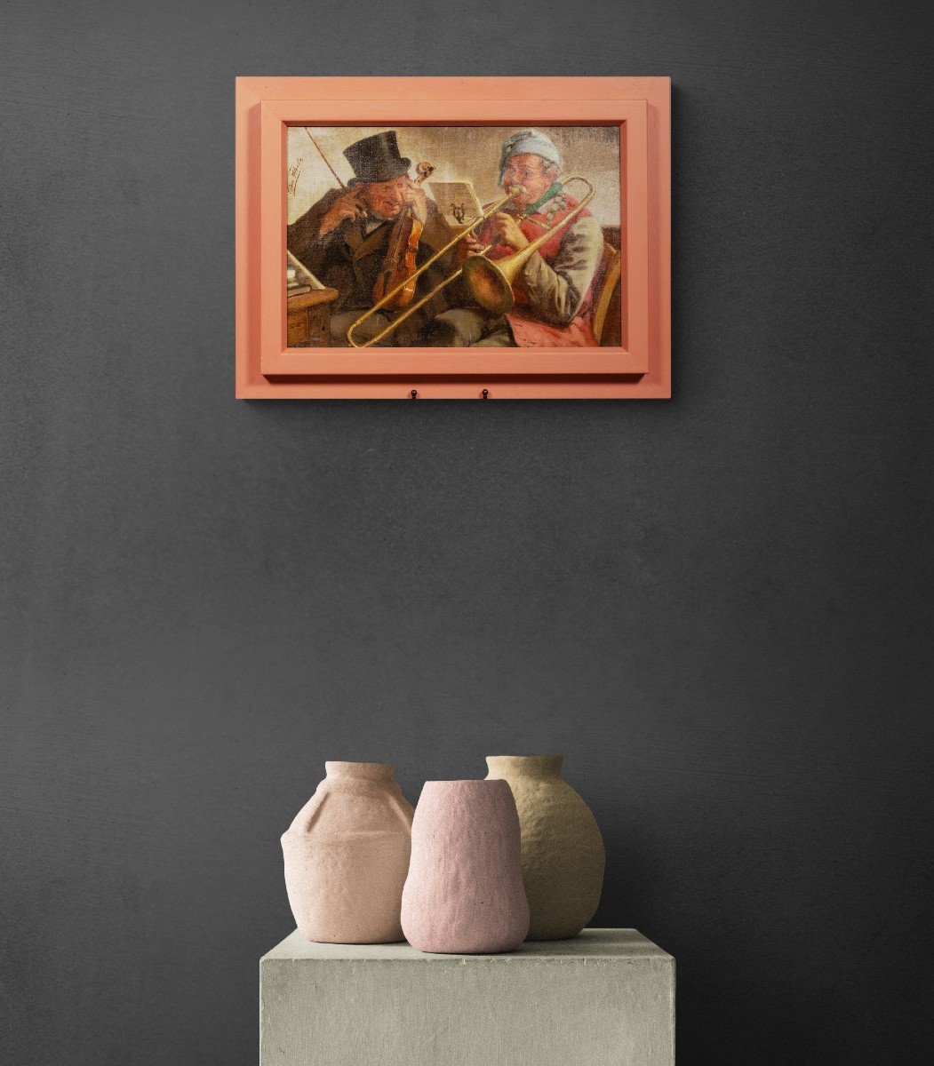 Un Concert Cacophonique , Huile Sur Toile Par Léon Herbo-photo-1