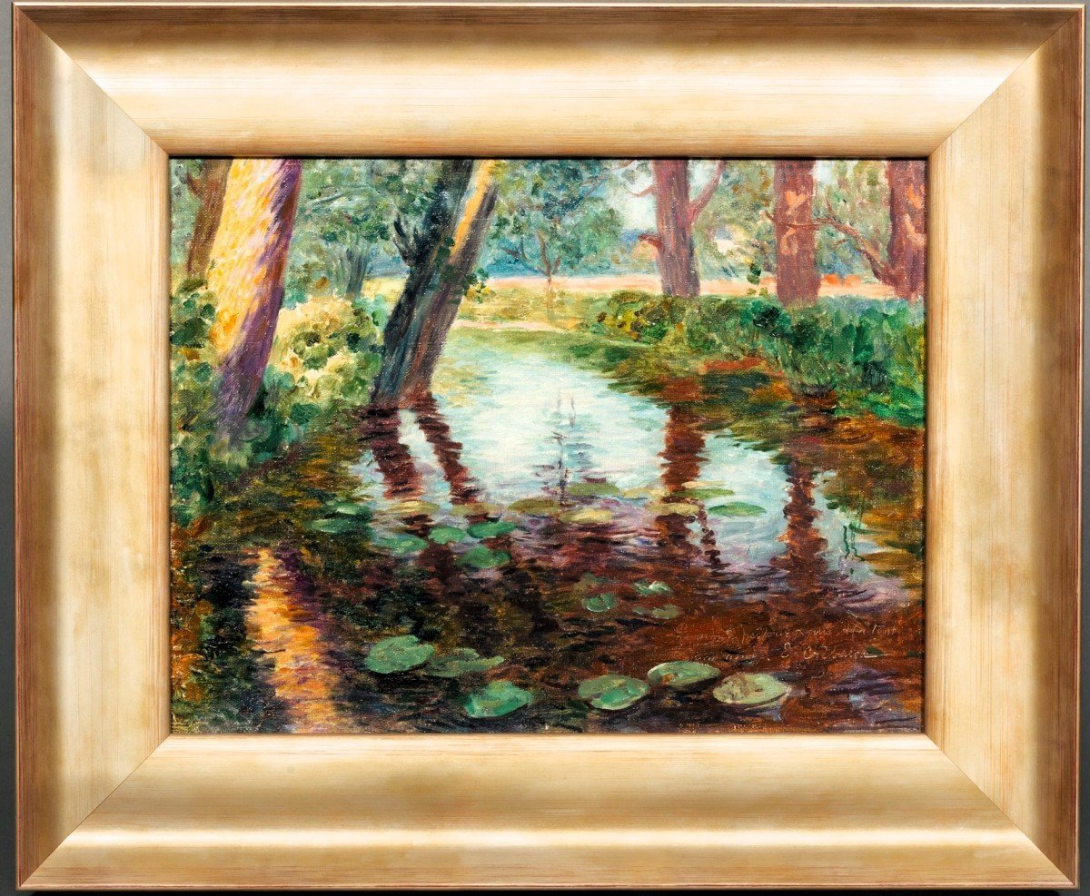 Paul-édouard Crébassa (1864-1912) - River With Water Lillies-photo-1