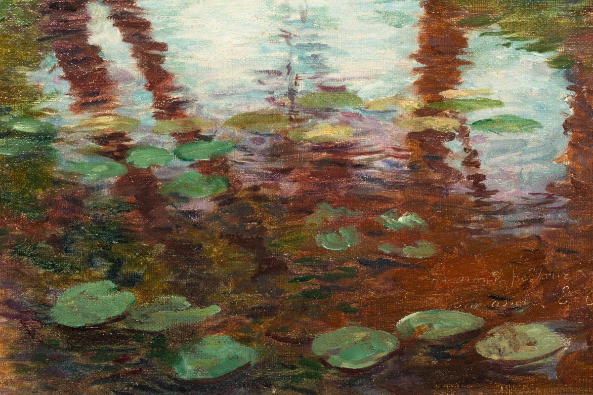 Paul-édouard Crébassa (1864-1912) - River With Water Lillies-photo-2
