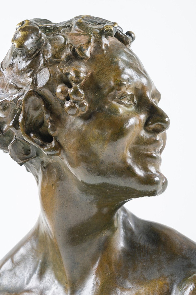 Young Faun – Bronze Bust By Alfredo Pina (1883–1966), Cast By Arthur Goldscheider, Paris-photo-1