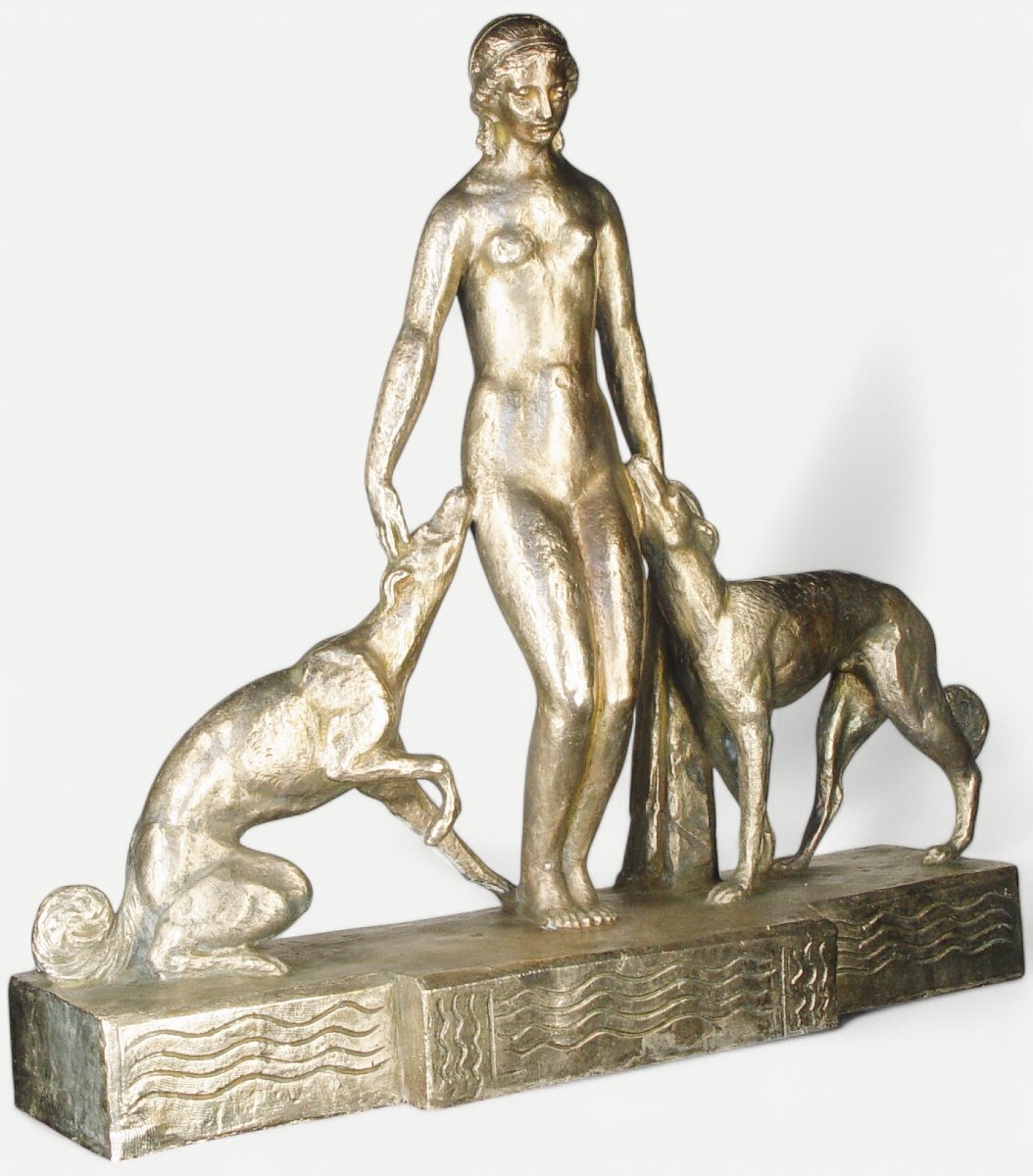 Diana And The Hounds, A Bronze Sculpture By Giuseppe Joseph D’aste (1881–1945)-photo-3