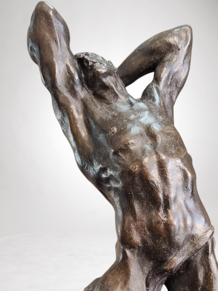 Extreme Effort - Powerful Bronze Sculpture By Alfredo Pina (1883-1966)-photo-2