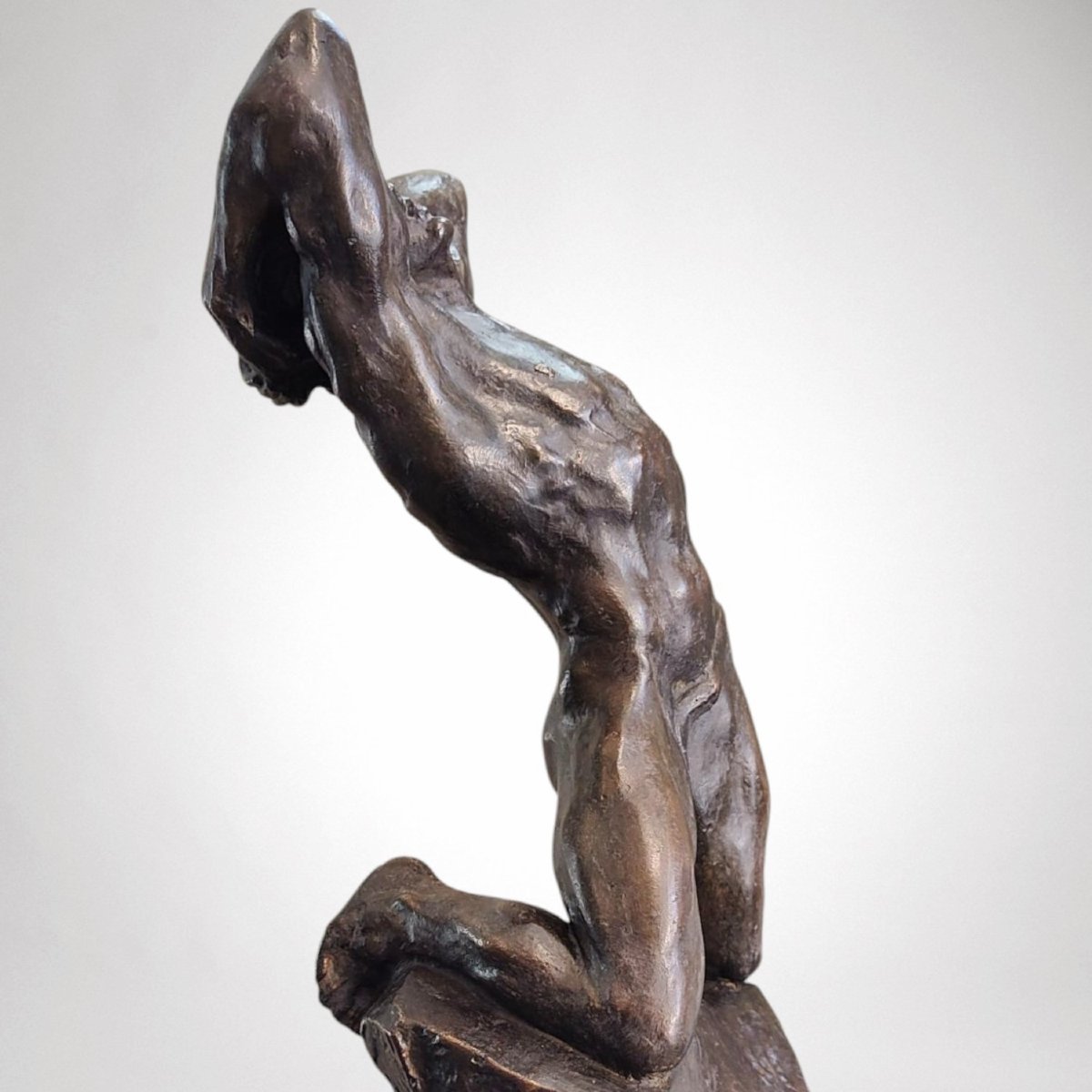 Extreme Effort - Powerful Bronze Sculpture By Alfredo Pina (1883-1966)-photo-3