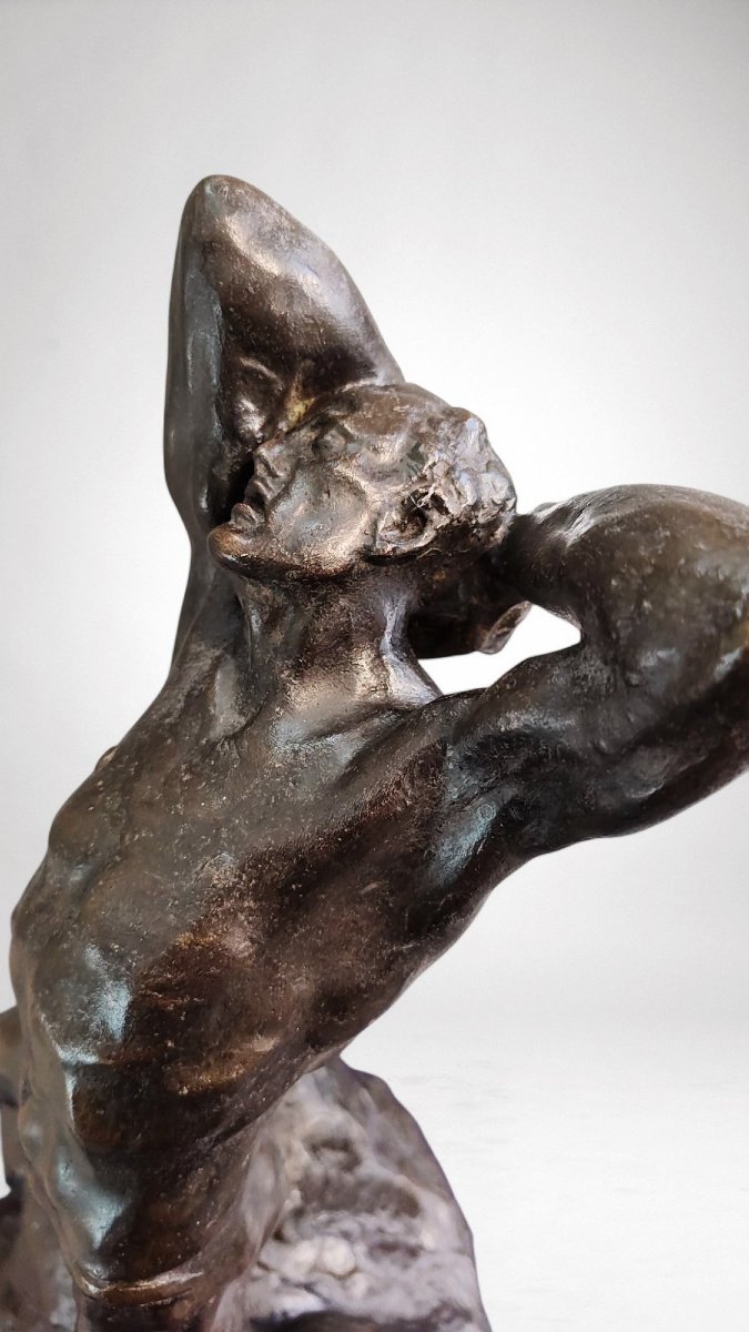 Extreme Effort - Powerful Bronze Sculpture By Alfredo Pina (1883-1966)-photo-1