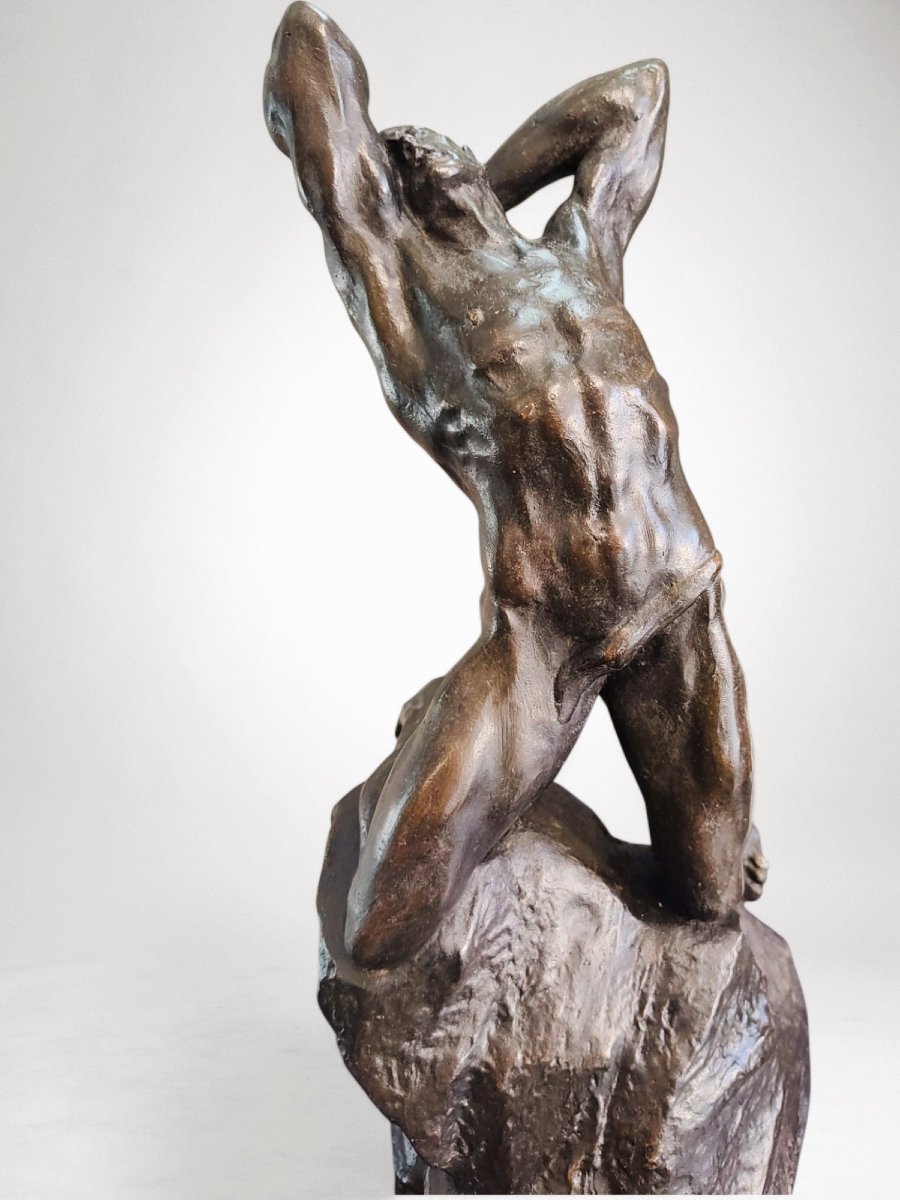 Extreme Effort - Powerful Bronze Sculpture By Alfredo Pina (1883-1966)-photo-3