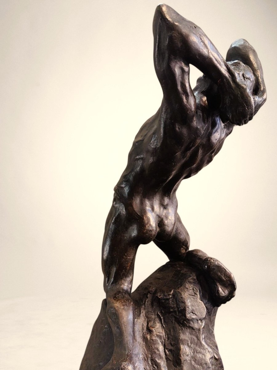 Extreme Effort - Powerful Bronze Sculpture By Alfredo Pina (1883-1966)-photo-7