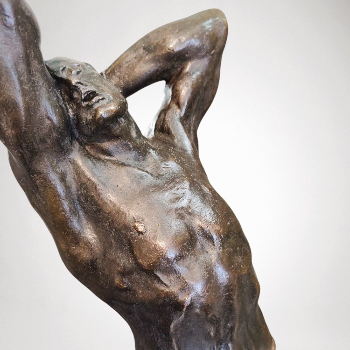 Extreme Effort - Powerful Bronze Sculpture By Alfredo Pina (1883-1966)-photo-8