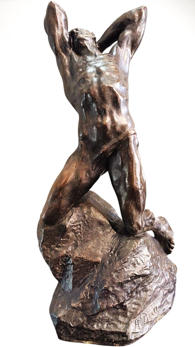 Extreme Effort - Powerful Bronze Sculpture By Alfredo Pina (1883-1966)
