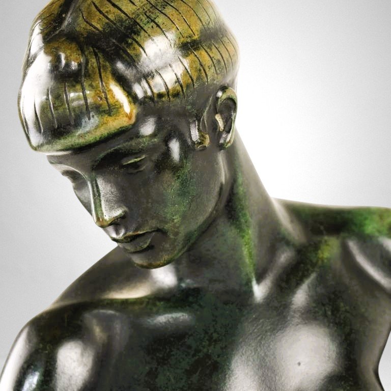 Woman And Panther – Bronze By Albert Poncin (1877-1954), Art Deco Influence-photo-4
