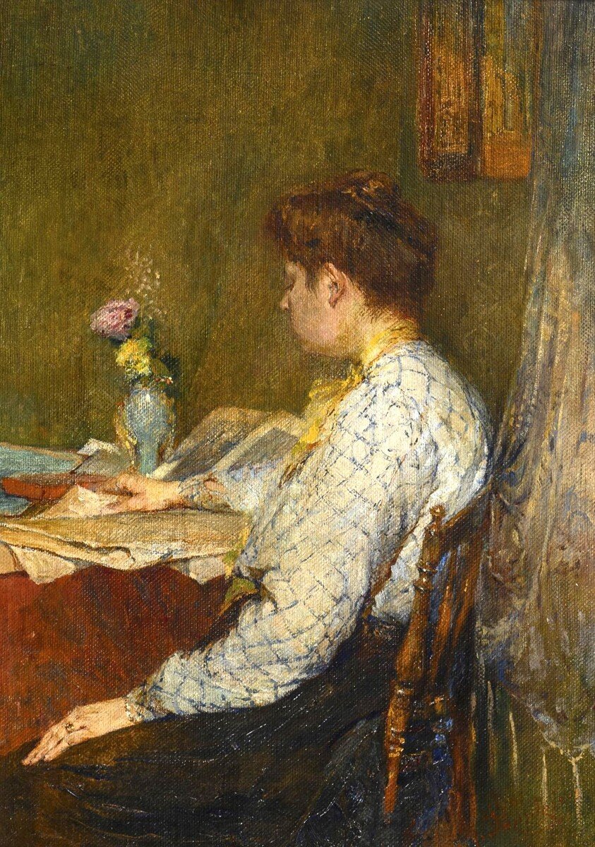  Femme lisant, Huile sur toile vers 1896-photo-4
