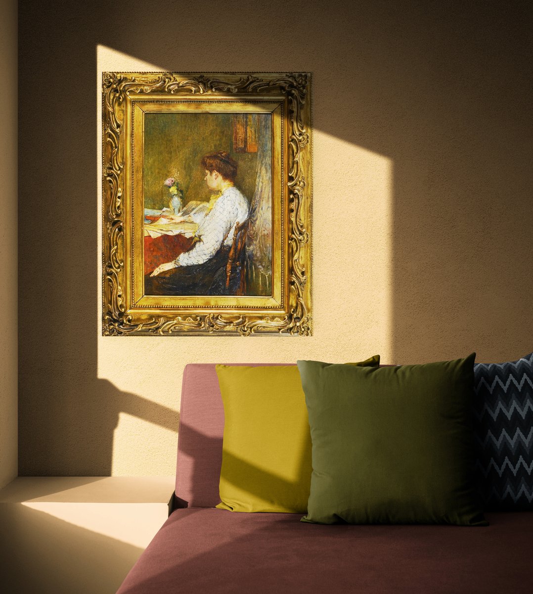  Femme lisant, Huile sur toile vers 1896-photo-6