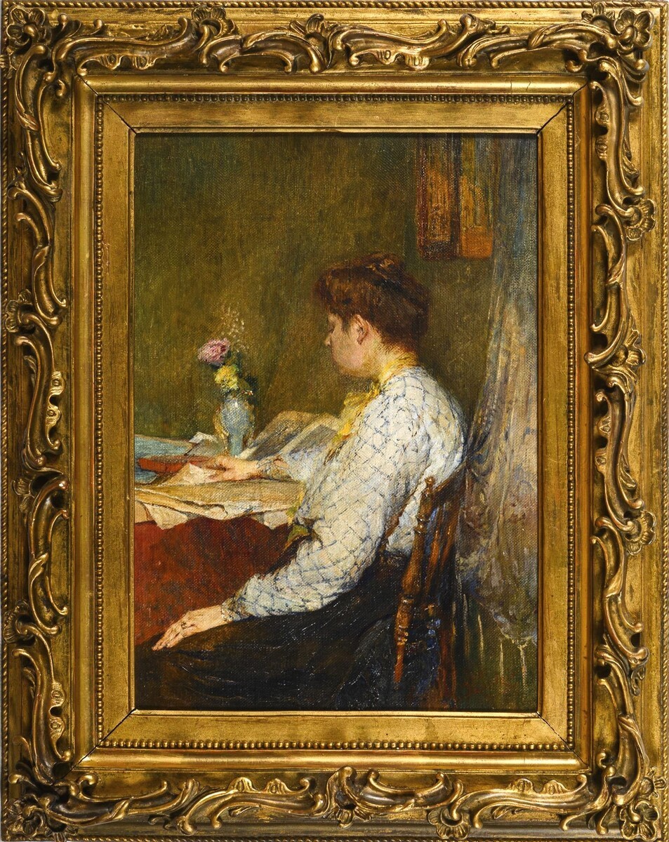  Femme lisant, Huile sur toile vers 1896