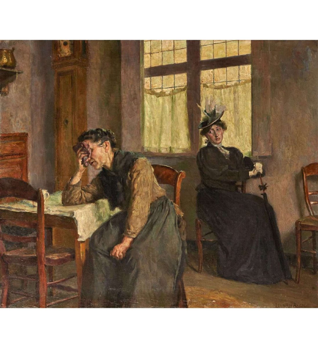 Van Aken Leo (1857-1904)+original Oil On Canvas, Mater Dolorosa-photo-2