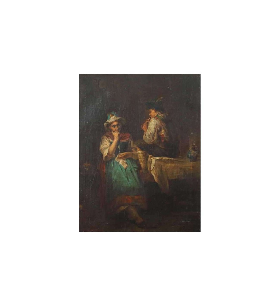 Kurzbauer Eduard (1840 - 1879)+ Oil On Canvas The Serenade-photo-2