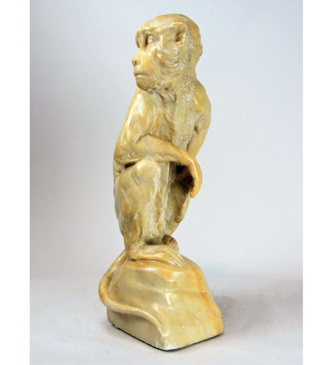 Yellow Marble Monkey Statue-photo-3