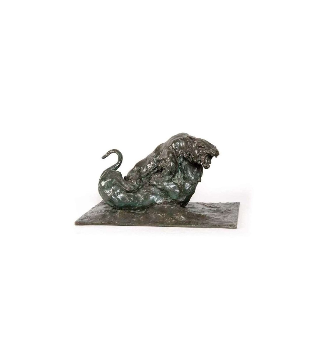 Guido Righetti - (1875-1958), Bronze+ Fighting Tigers N°1-photo-3