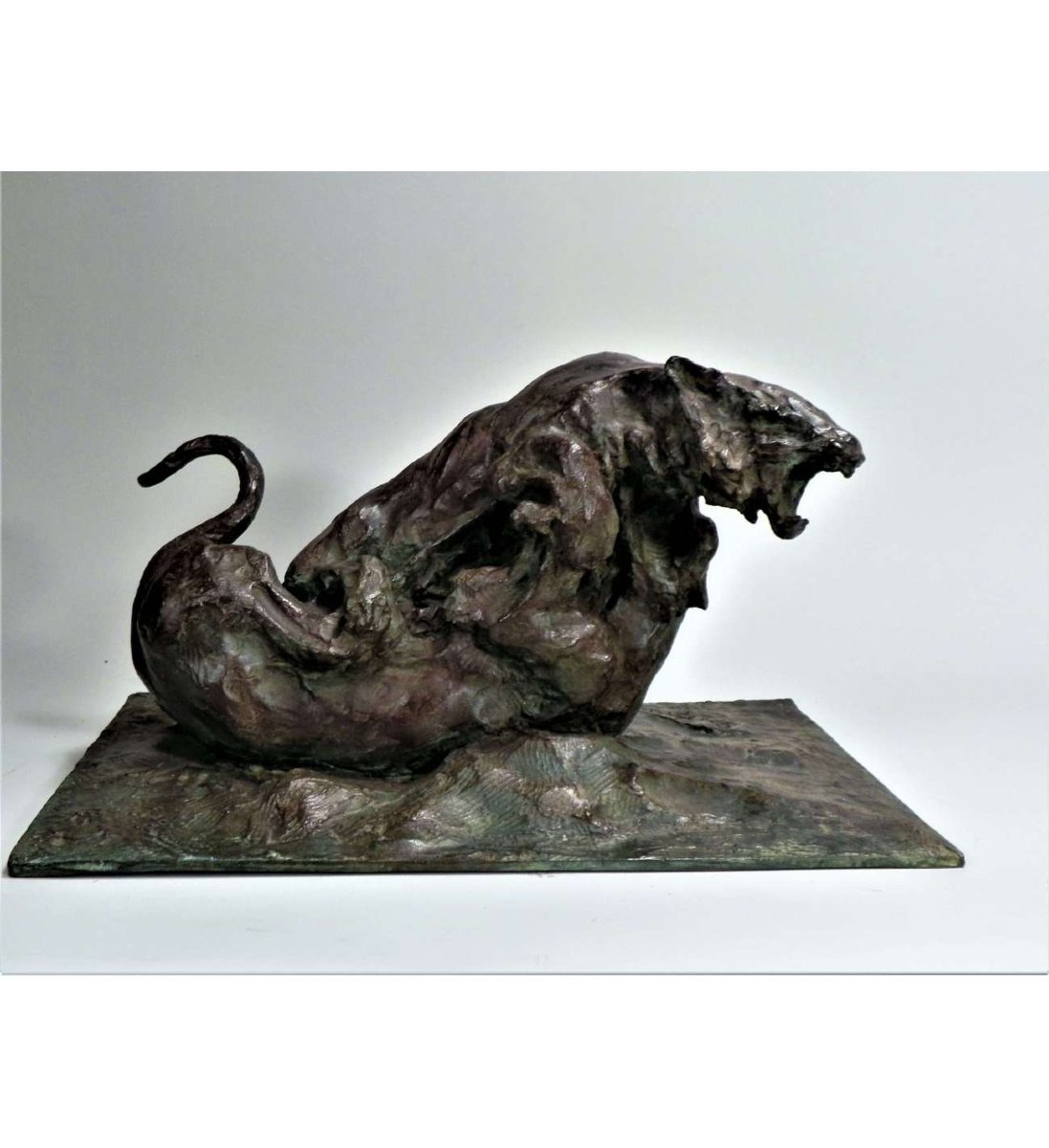 Guido Righetti - (1875-1958), Bronze+ Fighting Tigers N°1-photo-4