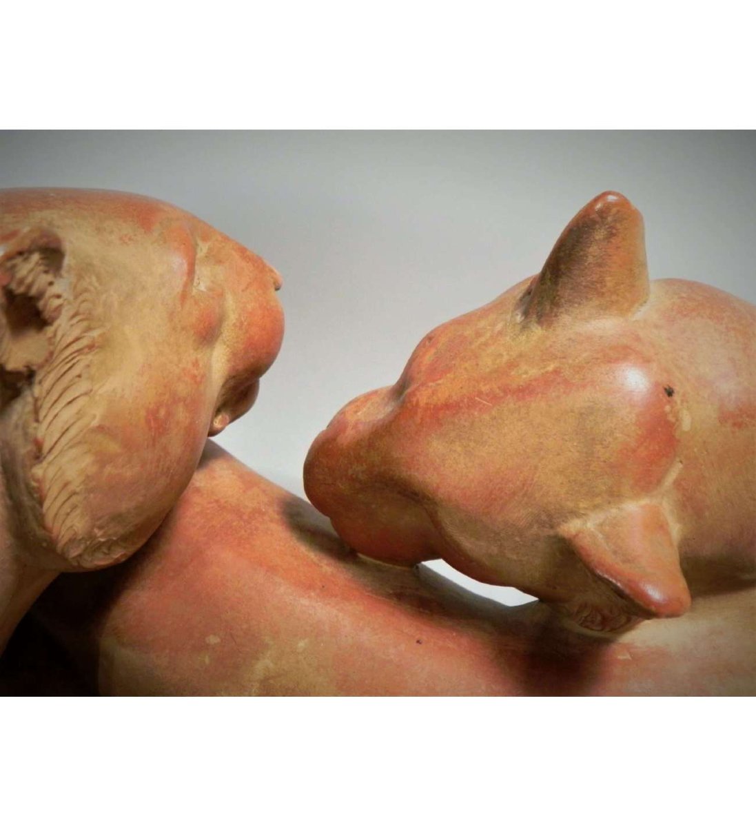 Terracotta Panthers Statue By Réne Rochard  (1906 -1984)-photo-1