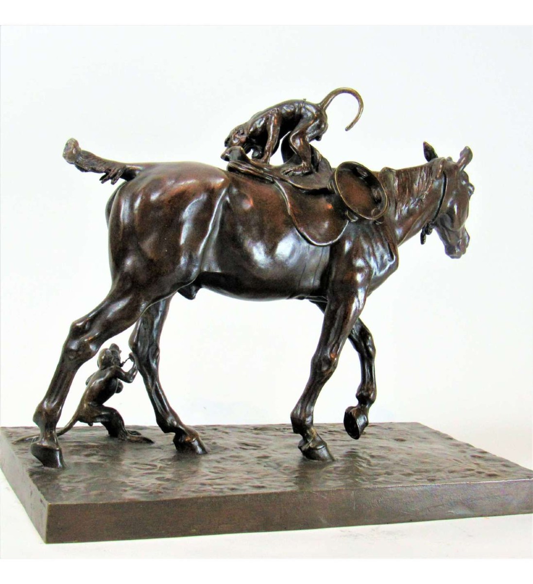 Vimar Auguste (1851-1916)+bronze, Bohemian Horse And Monkeys