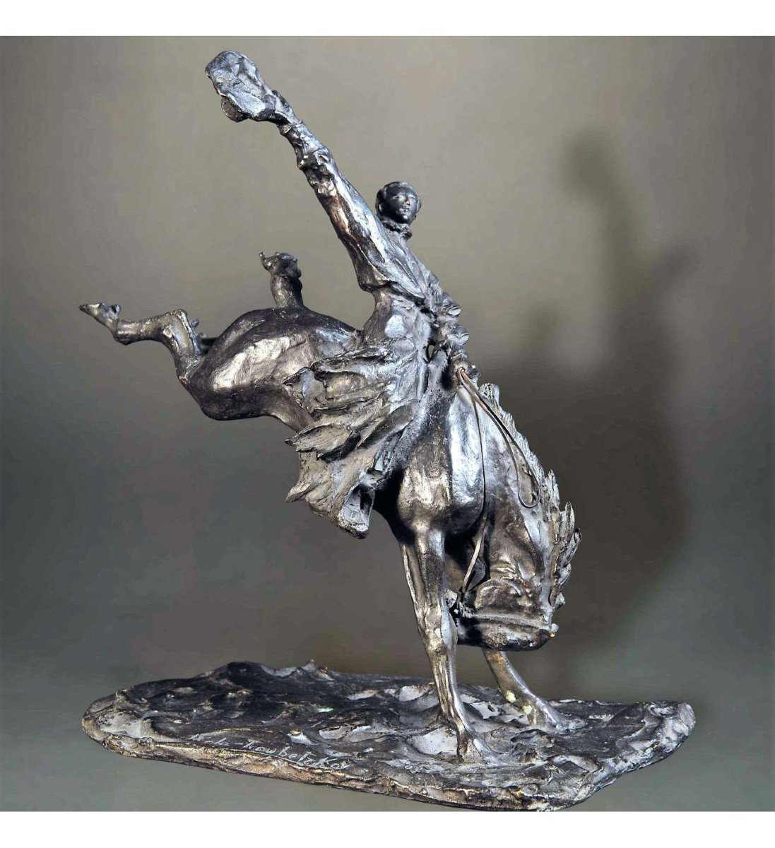 Troubetzkoy Paulo (1866 - 1938)+ Bronze Cowboy Sculpture-photo-2