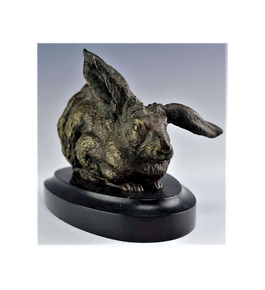 Bronze Hare Sculpture By + Ferdinand Pautrot (1832 - 1874)-photo-3