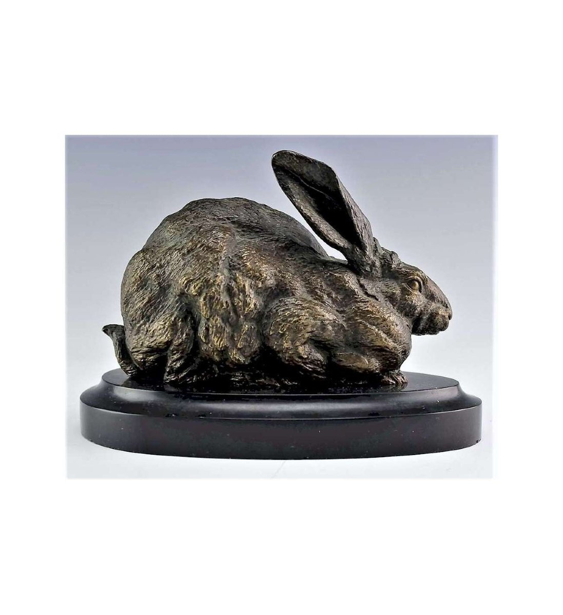 Bronze Hare Sculpture By + Ferdinand Pautrot (1832 - 1874)-photo-4